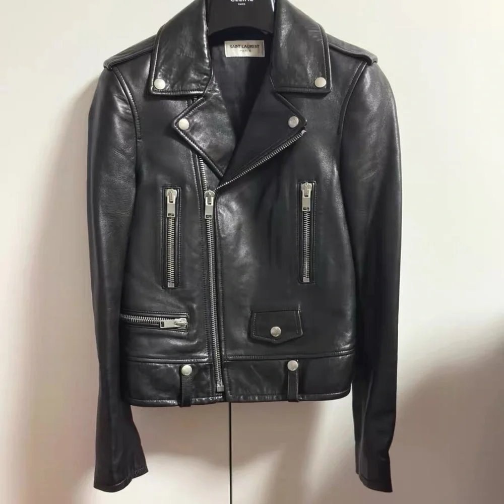 āsoldāAuthentic Saint Laurent Black Leather Moto Jacket - Picture 1 of 8